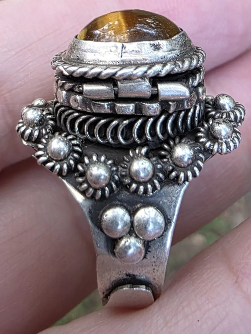 Vintage Taxco Unisex Sterling Silver Poison Pill Box Stash Ring